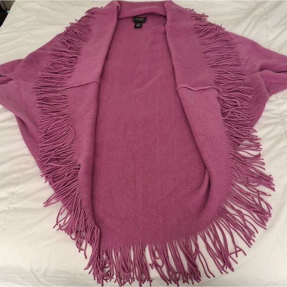 Layers by Lizden OS or M/L soft lavender/ purple open sweater, shrug, fringe - Picture 6 of 7
